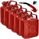 BW Kraftstoffkanister Metall Benzinkanister 5x 5 Liter mit Ausgie&szlig;er Rot RAL 3000