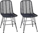 vidaXL Esszimmerstuhl 2 Stk Schwarz 44 x 47 x 85 cm Rattan und Eisen 42011551