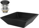 ML-Design Waschbecken aus Keramik Schwarz 41x41x12 cm Eckig inkl Ablaufgarnitur