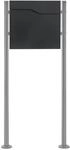ML-Design Standbriefkasten mit Zeitungsfach Pfosten Silber Metallic 120 cm