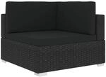 vidaXL Modular-Sofa-Eckteil 1 Stk Auflagen Poly Rattan Schwarz 46800