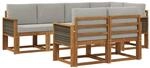 vidaXL Outdoor-Sofagarnitur 7 Stk Natur und Hellgrau Polyester 3385287