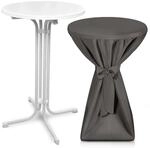 Beautissu Bellini Stehtisch &Oslash; 70cm Wei&szlig; mit Premium Stehtischhusse &Oslash; 70cm