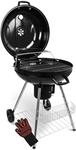 DELUKE Kugelgrill Holzkohle ENNO mit Handschuhe Ablage BBQ Grill Holzkohlegrill...