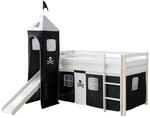 Homestyle4u Hochbett 90x200 Wei&szlig; Vorhang Pirat 1550