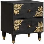 vidaXL Nachttisch Schwarz 40 x 33 x 46 cm Massivholz Mango 4018806