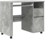 vidaXL Tisch mit Rollen Beton Eiche 91 x 50 x 77 cm Holzwerkstoff 869533