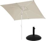 Svita Sonnenschirm Set Mit Schirmst&auml;nder 3x2m Balkonschirm Rechteckig Beige