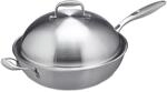 Relaxdays Wok Edelstahl Silber mit Deckel 23 cm x 60 cm x 32 cm 2,2 kg