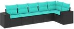 vidaXL 6-Tlg Gartensofa-Set mit Kissen Schwarz Polyrattan 3222586
