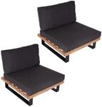 MCW Lounge-Sessel H54 2er-Set Hellbraun Polster Dunkelgrau