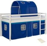Homestyle4u Hochbett 90x200 mit Vorhang Lattenrost und Tunnel in Wei&szlig; 2563
