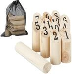 Relaxdays Kubb Wikingerspiel Kiefernholz Natur Schwarz mit Tasche 22,5 cm x 4,5...