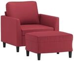 vidaXL Sessel mit Hocker Weinrot 60 cm Kunstleder 3201120
