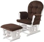 MCW Relaxsessel C76 mit Hocker Stoff Cord &Ouml;ko-Tex Braun Gestell Wei&szlig;
