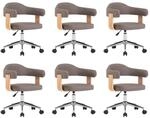 vidaXL Drehbare Esszimmerst&uuml;hle 6 Stk Taupe Bugholz und Stoff 3054907