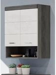 Inn.Furn H&auml;ngeschrank Wei&szlig; Hochglanz Grau 74 cm 2-t&uuml;rig Shawn