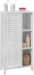 SoBuy Badkommode Hochschrank mit Lamellent&uuml;r Kommode Badezimmerschrank BZR39-W