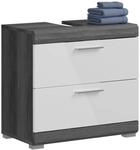 Waschbeckenunterschrank m. 2 Schubladen 60 cm x 56 cm x 34 cm Wei&szlig;-Rauchsilber