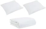 vidaXL Bettdecken Set mit Kissen 3-Tlg Wei&szlig; Daunenfeder 3376989