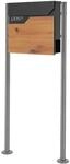 ML-Design Standbriefkasten mit Zeitungsfach Pfosten 120 cm Anthrazit-Holzoptik