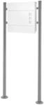 ECD Germany Standbriefkasten Wei&szlig; 37x10,5x36,5cm mit Zeitungsfach Pfosten Silber