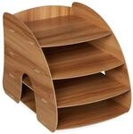 Relaxdays Dokumentenablage MDF Dunkelbraun 4 F&auml;cher 27 cm x 25,5 cm x 34,5 cm 1,2 kg