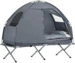 SoBuy 4in1-Zelt mit Campingliege Metall Oxford-Nylon Grau OGS32-HG