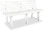 DELUKE Parkbank KATO 145,5cm Kunststoff Wei&szlig; Gartenbank Wetterfest...