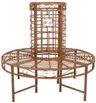 DELUKE Baumbank ODIN Stahl Rostfarben 112x120,5x120,5cm Gartenbank Wetterfest