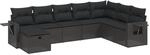 vidaXL 8-tlg Garten-Sofagarnitur mit Kissen Schwarz Poly Rattan Modell 131