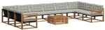 vidaXL Outdoor-Sofagarnitur mit Kissen 11-Tlg Natur und Hellgrau 3369902