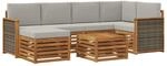 vidaXL Ecksofa Set mit Kissen 6 Stk Natur und Hellgrau 3384587