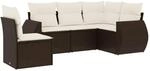 vidaXL 5-Tlg Garten-Sofagarnitur mit Kissen Braun Poly Rattan 3221372