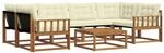 vidaXL Outdoor-Sofagarnitur mit Kissen 7-Tlg Natur und Creme 3369237