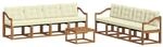 vidaXL Outdoor-Sofagarnitur mit Kissen 9-Tlg Natur und Creme 3368529