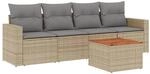 vidaXL 5-Tlg Garten-Sofagarnitur mit Kissen Beige Poly Rattan 3224001