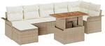 vidaXL Garten-Sofa-Set mit Speicher 8-Tlg Beige Poly Rattan 3358101