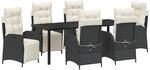 vidaXL Garten Essgruppe 7-Tlg Schwarz Poly Rattan 3380531