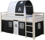 Homestyle4u Hochbett 90x200 Wei&szlig; Vorhang Pirat 1558