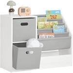 SoBuy B&uuml;cherregal Kinderregal mit Boxen Aufbewahrungsregal Wei&szlig; KMB76-W