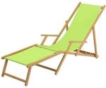 Erst-Holz Holz-Liegestuhl Natur Strandholzstuhl Stofffarbe Pistazie 10-300...