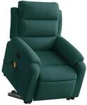 vidaXL Massagesessel mit Aufstehhilfe Dunkelgr&uuml;n Samt 3205105