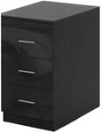 Costway Nachttisch mit 3 Schubladen Schwarz 37x34x66,5cm