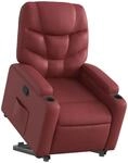 vidaXL Relaxsessel mit Aufstehhilfe Wei&szlig;rot Kunstleder Modell 8