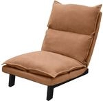 ML-Design Bodenstuhl mit R&uuml;ckenlehne Braun Leinenbezug Stahlgestell