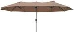 DELUKE Doppel-Sonnenschirm WINDA Hellbraun Polyester Gartenschirm Balkonschirm