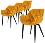 ML-Design Esszimmerst&uuml;hle 4Er Set Senfgelb K&uuml;chenstuhl mit Dickem Samtstoff