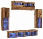 vidaXL TV-Wandregal-Set 6-Tlg Altholz 30,5 x 30 x 102 cm Holzwerkstoff 3334380
