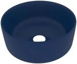 vidaXL Luxuri&ouml;ses Waschbecken Rund Matt Dunkelblau 40x15 cm Keramik 147012